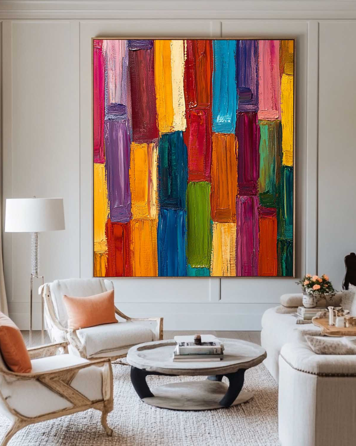 Large Colorful Painting Colorful Vertical Painting Rich Textured Painting Colorful Abstract Wall Art