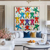 Large Colorful Pop Wall Art Colorful Texture Painting Keith Haring Style of Wall Art For Sale
