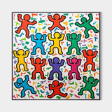 Large Colorful Pop Wall Art Colorful Texture Painting Keith Haring Style of Wall Art For Sale