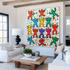 Large Colorful Pop Wall Art Colorful Texture Painting Keith Haring Style of Wall Art For Sale