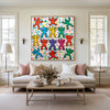 Large Colorful Pop Wall Art Colorful Texture Painting Keith Haring Style of Wall Art For Sale