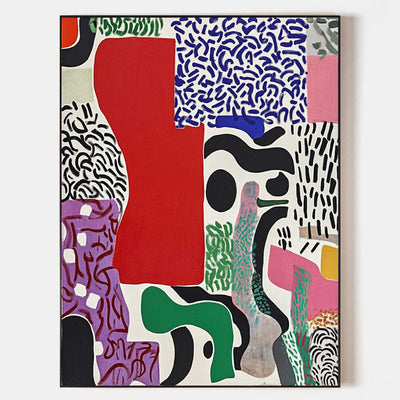 Large Colorful Splice Painting Textured Color Boho Painting Patchwork Abstract Wall Art For Sale