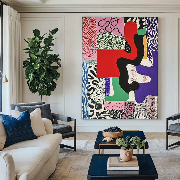 Colorful Splice Wall Art Large Textured Abstract Henri Matisse Art Style Painting Fine Art For Sale