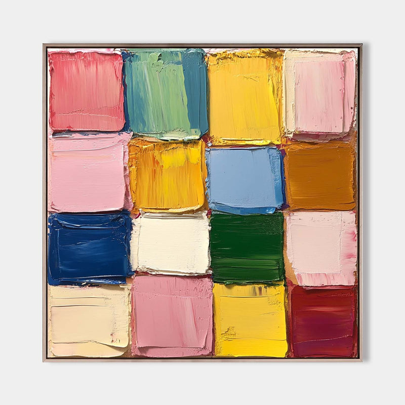 Large Colorful Texture Painting Plaster Painting Sean Scully Paintings Square Textured Canvas Art