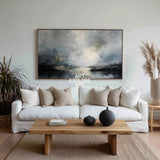 Large Dark Lake Textured Wall Art Minimalist Landscape Painting for Home - ArtExplore