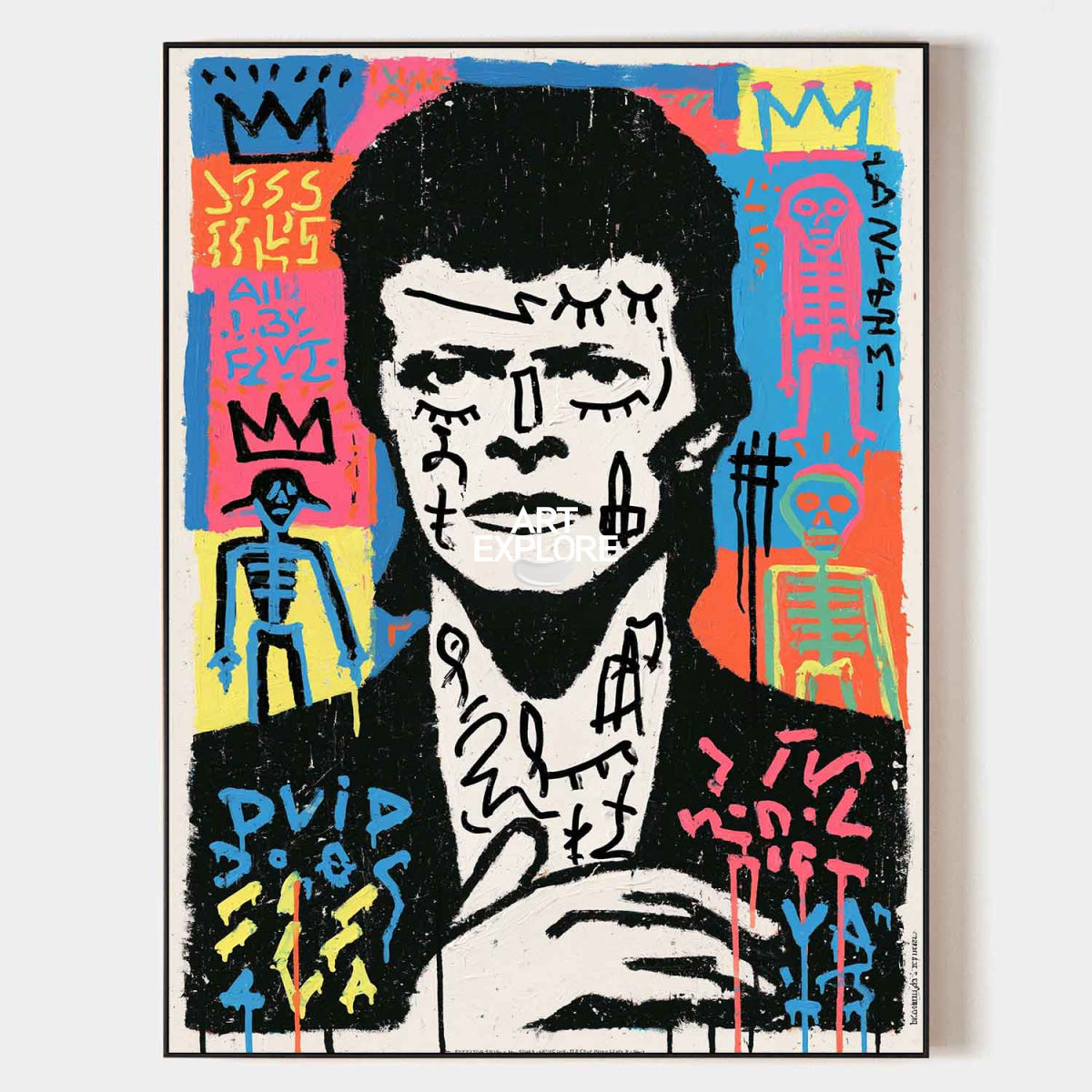 David Bowie Graffiti Portrait Canvas Painting Hand-Painted Pop Art Wall Art