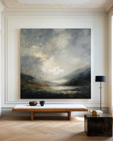 Large Dawn Lake View Wall Art | Handmade Textured Landscape Canvas Painting