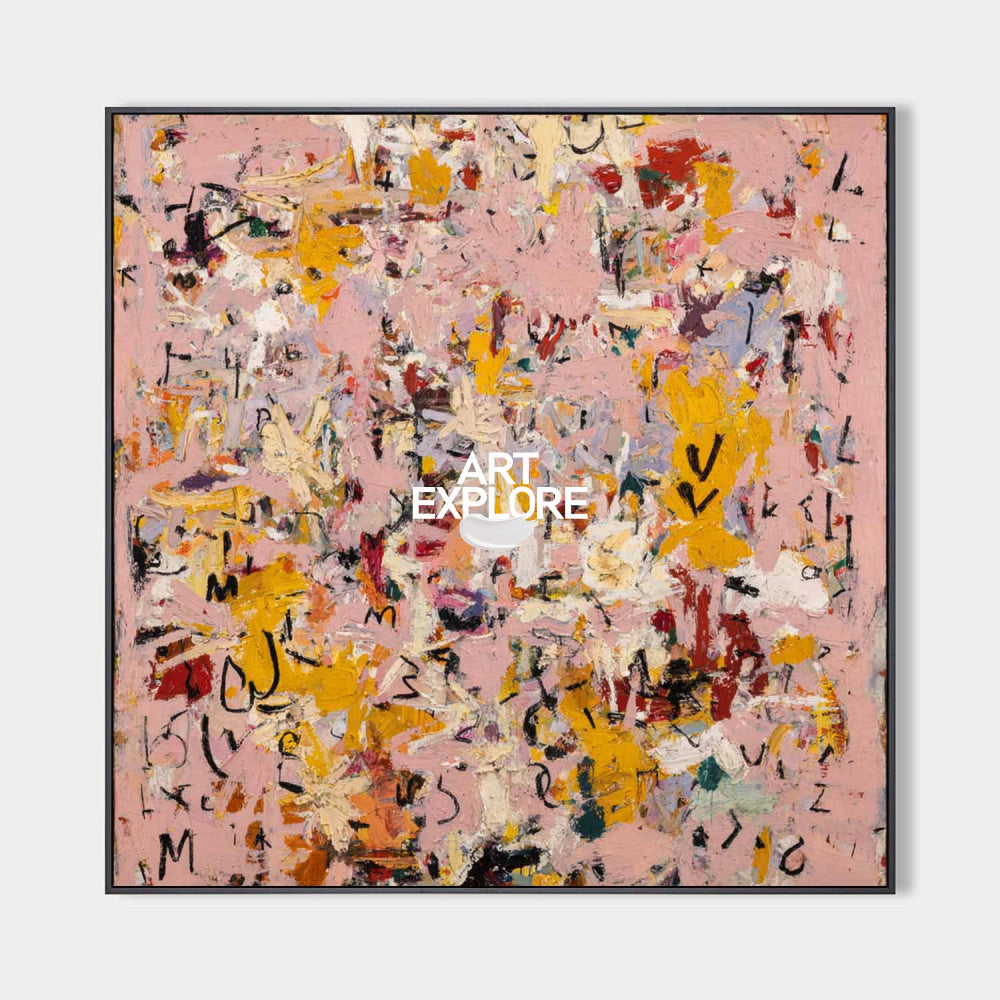 Large Graffiti Pink Abstract Canvas Art - Pink Graffiti Framed Hand-Painting | ArtExplore