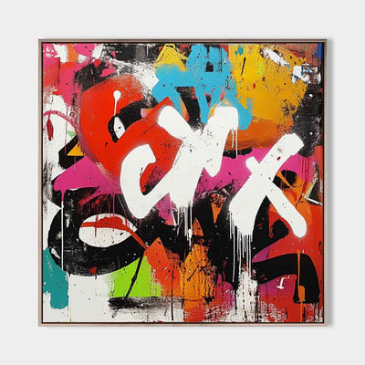 Large Graffiti Wall Art Colorful Texture Painting Graffiti Fine Art Abstract Livingroom Wall Art 