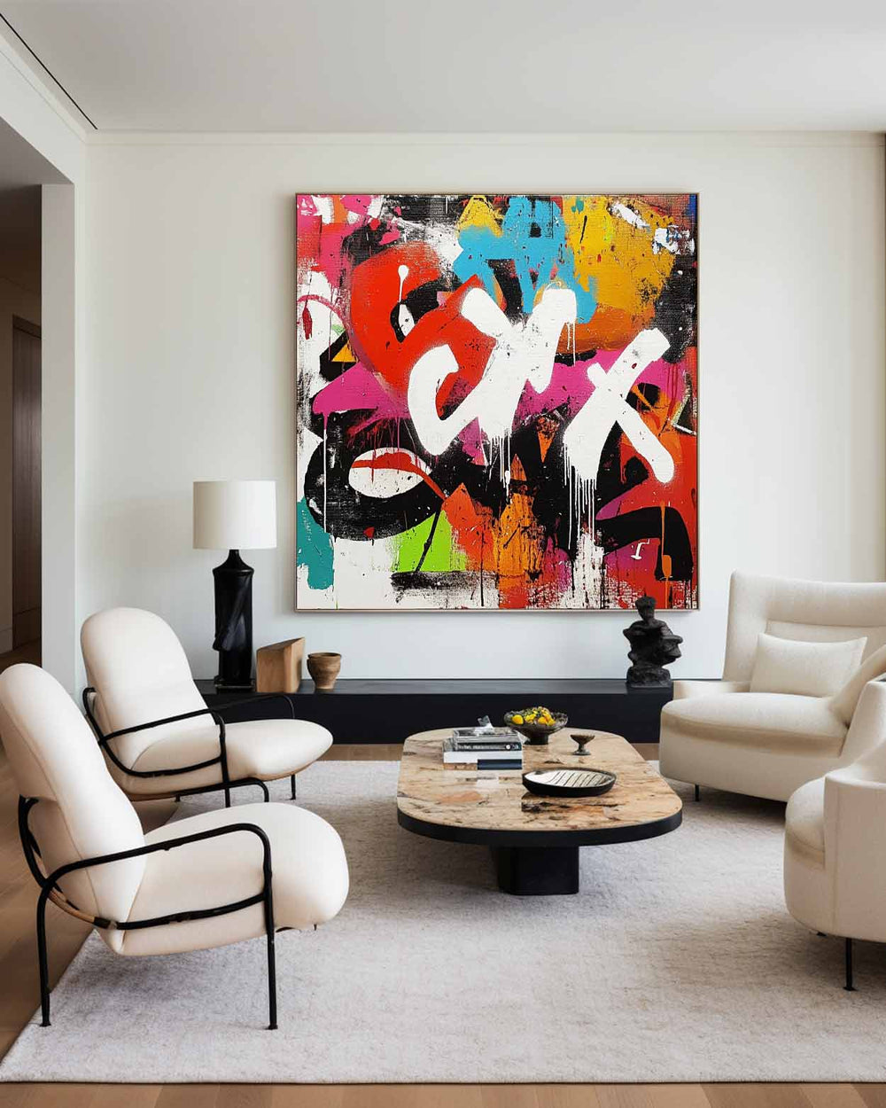 Large Graffiti Wall Art Colorful Texture Painting Graffiti Fine Art Abstract Livingroom Wall Art 