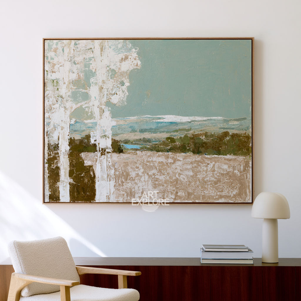Large Green And Beige Wabi-sabi Wall Art Modern Abstract Minimalist Canvas Art Textured Paintings