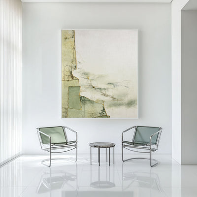 Large Green Artwork Green Minimalist Painting Modern Sage Color Wall Art Green Livingroom Wall Art