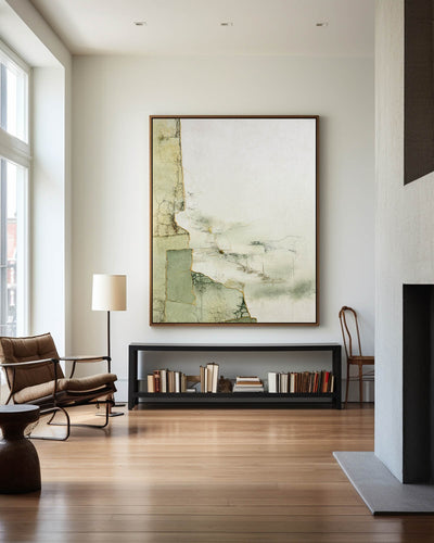 Large Green Artwork Green Minimalist Painting Modern Sage Color Wall Art Green Livingroom Wall Art