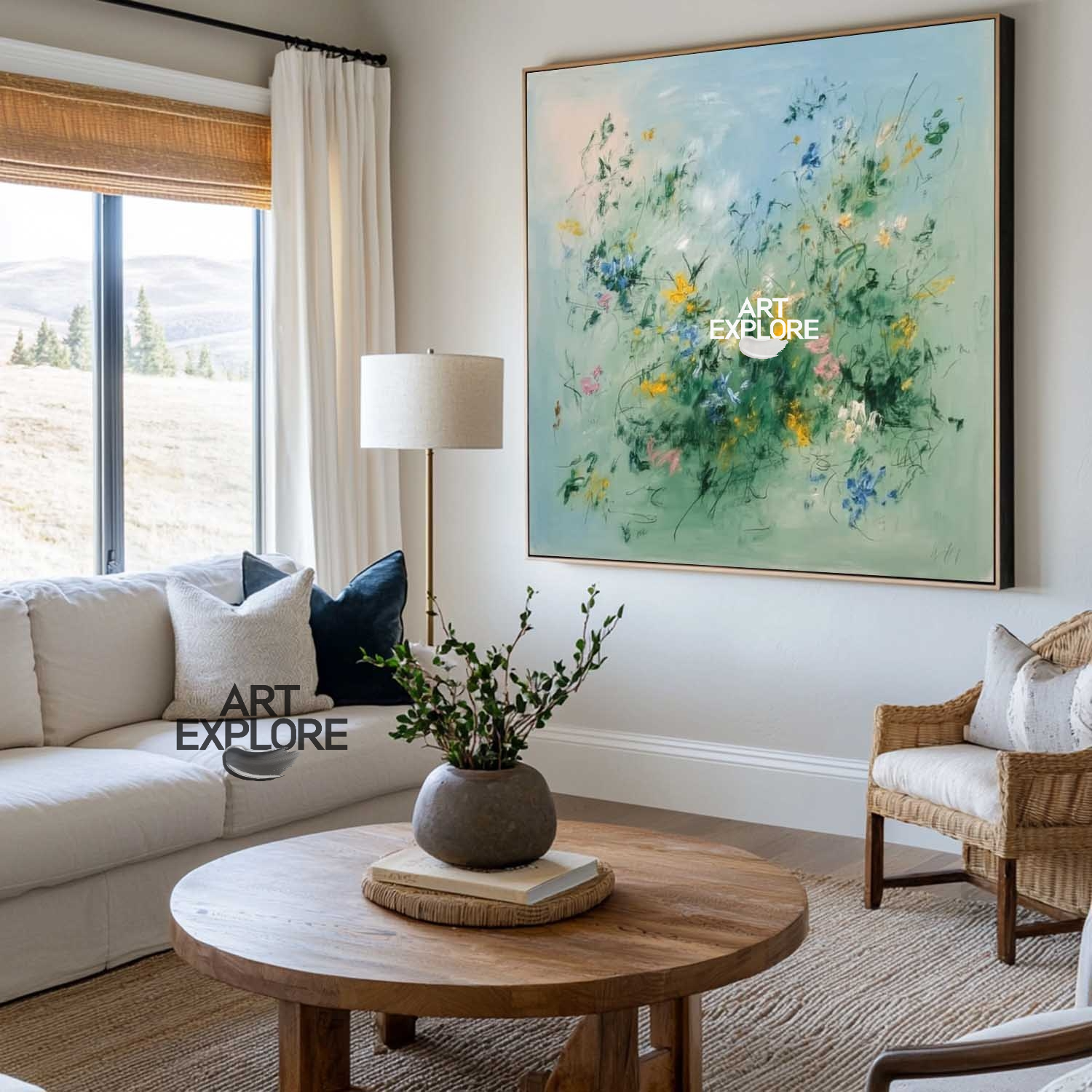 Large Green Floral Landscape Wall Art for Modern Spaces | ArtExplore
