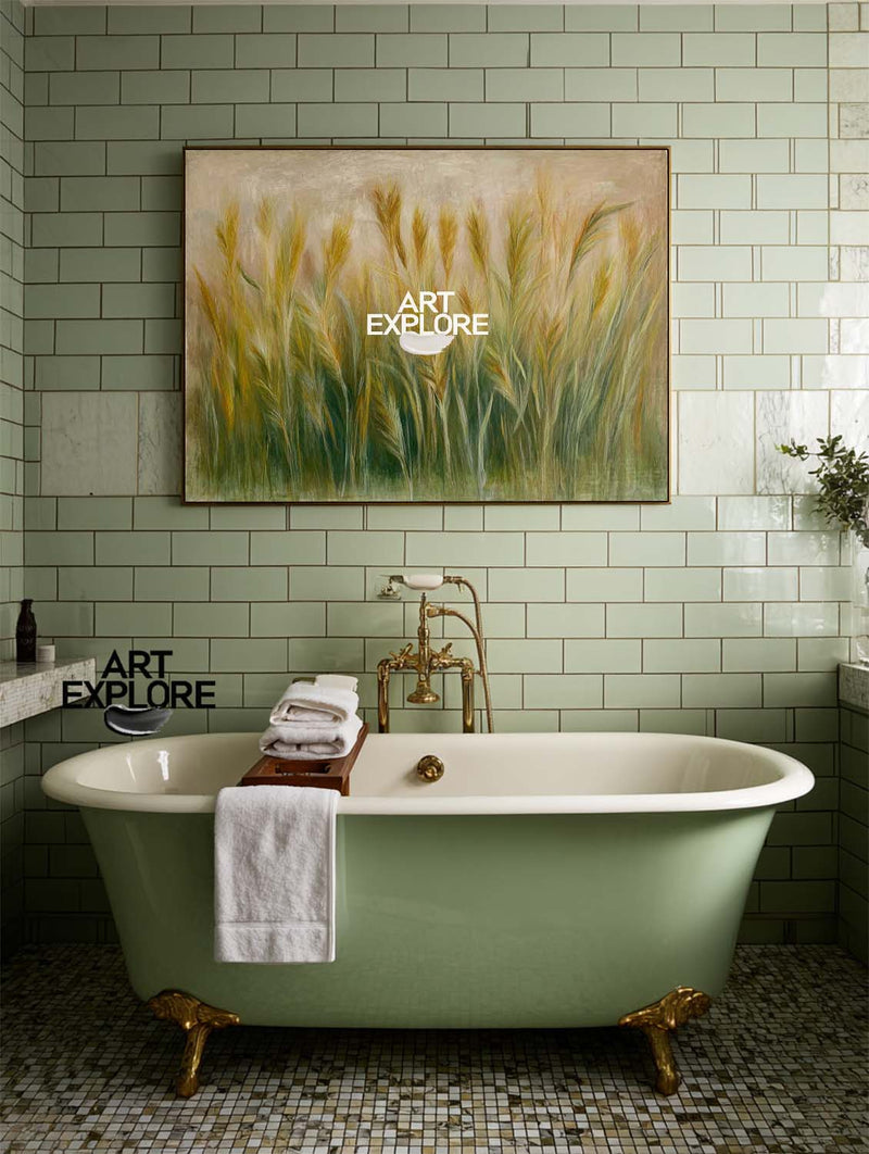 Large Green Landscape Oil Painting – Modern Home Decor | ArtExplore