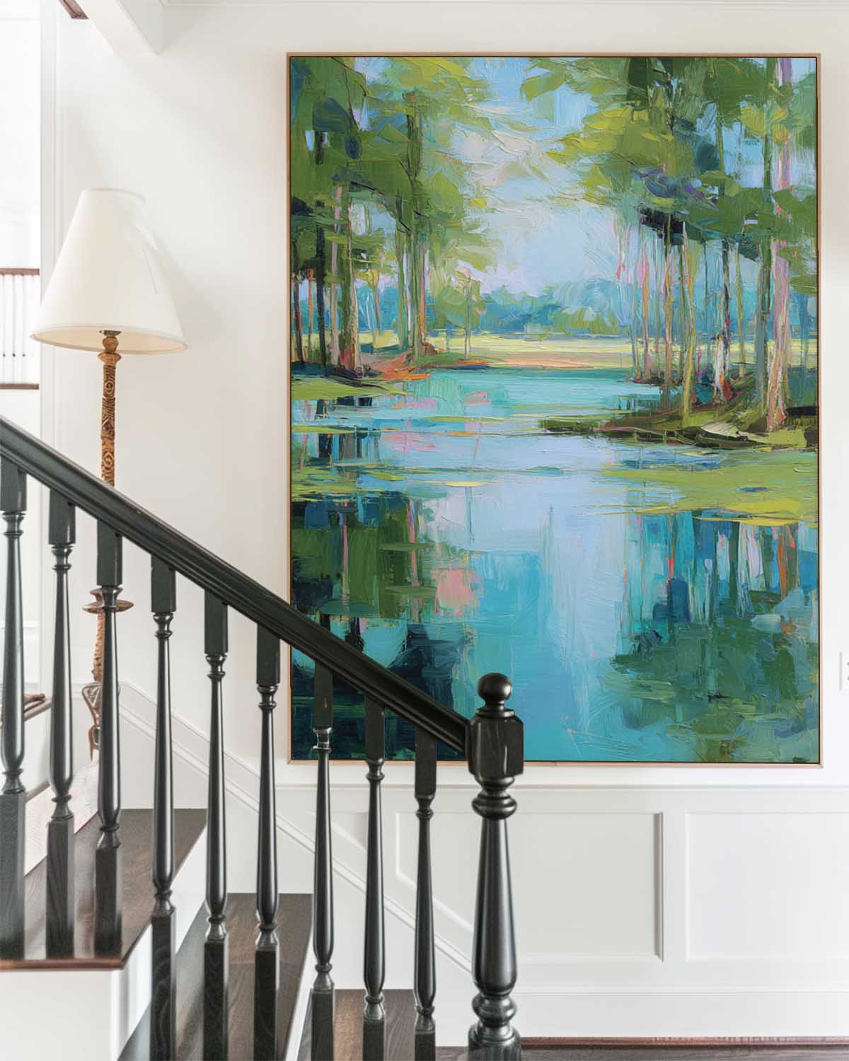 Large Green Scenery Oil Painting on Canvas – Modern Handmade Wall Art | ArtExplore