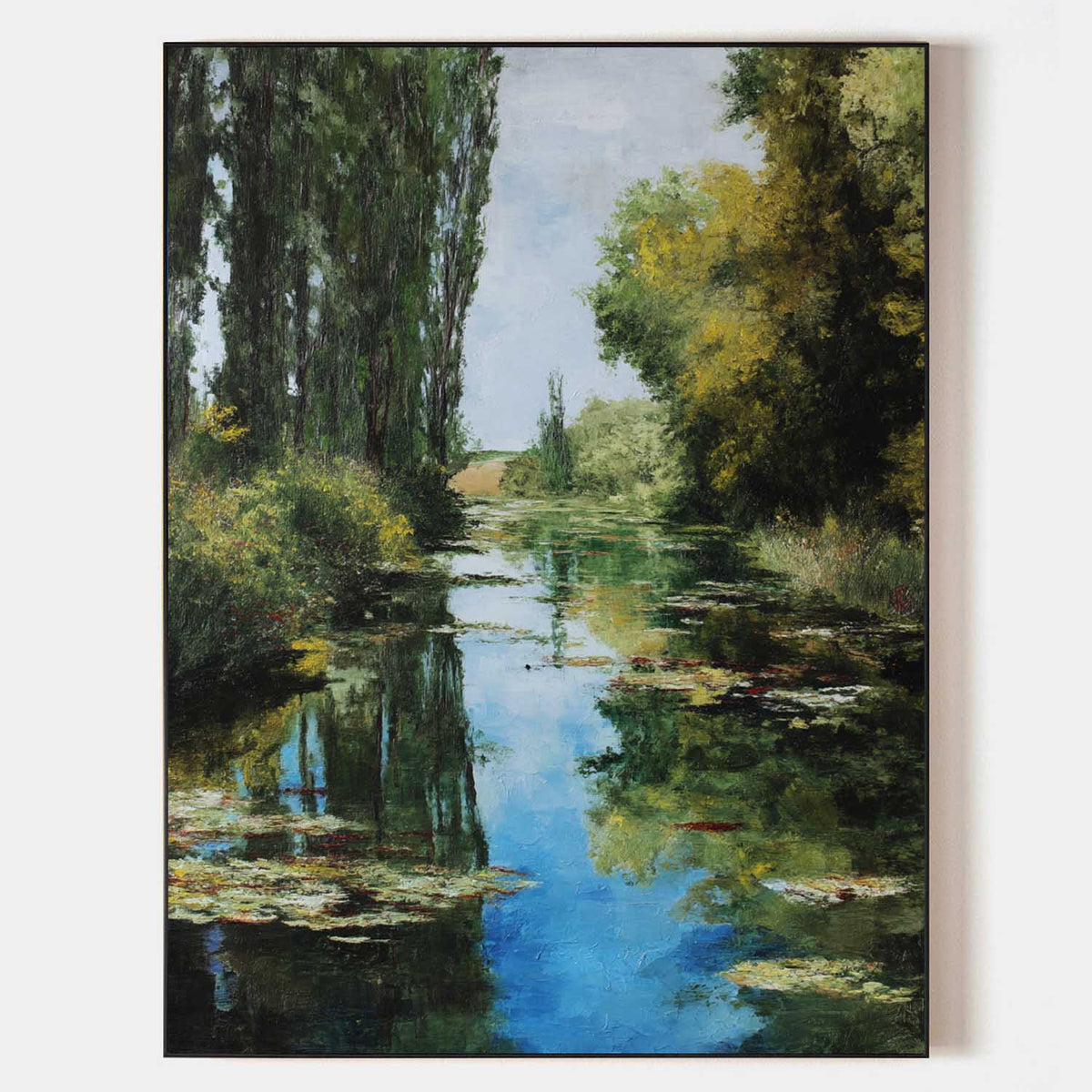 Large Green Swamp Landscape Wall Art Lake Impressionist Painting Texture Landscape Wall Art
