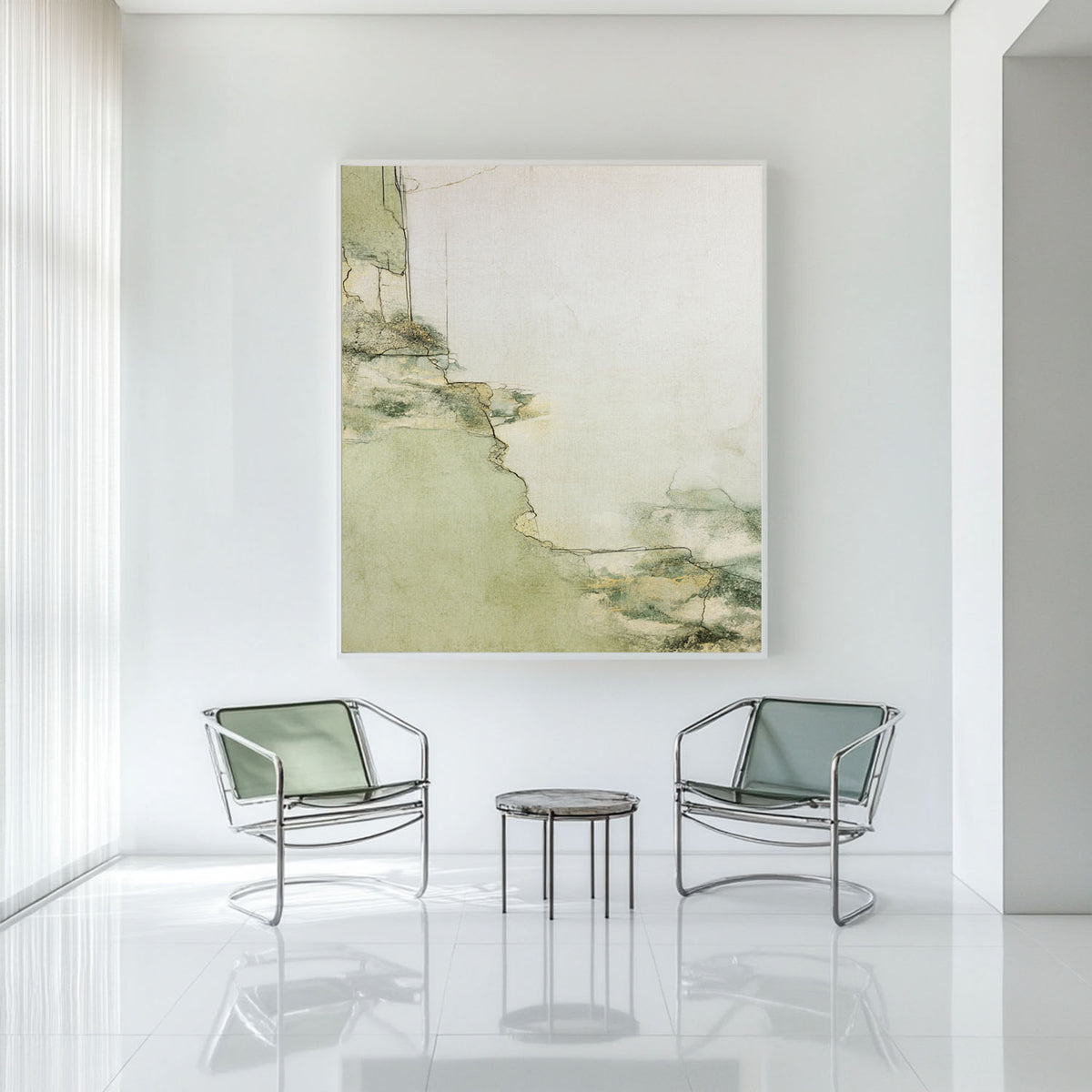 Large Green Texture Artwork Modern Sage Color Wall Art Modern Minimalist Fine Art For Livingroom