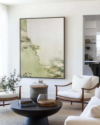 Large Green Texture Artwork Modern Sage Color Wall Art Modern Minimalist Fine Art For Livingroom