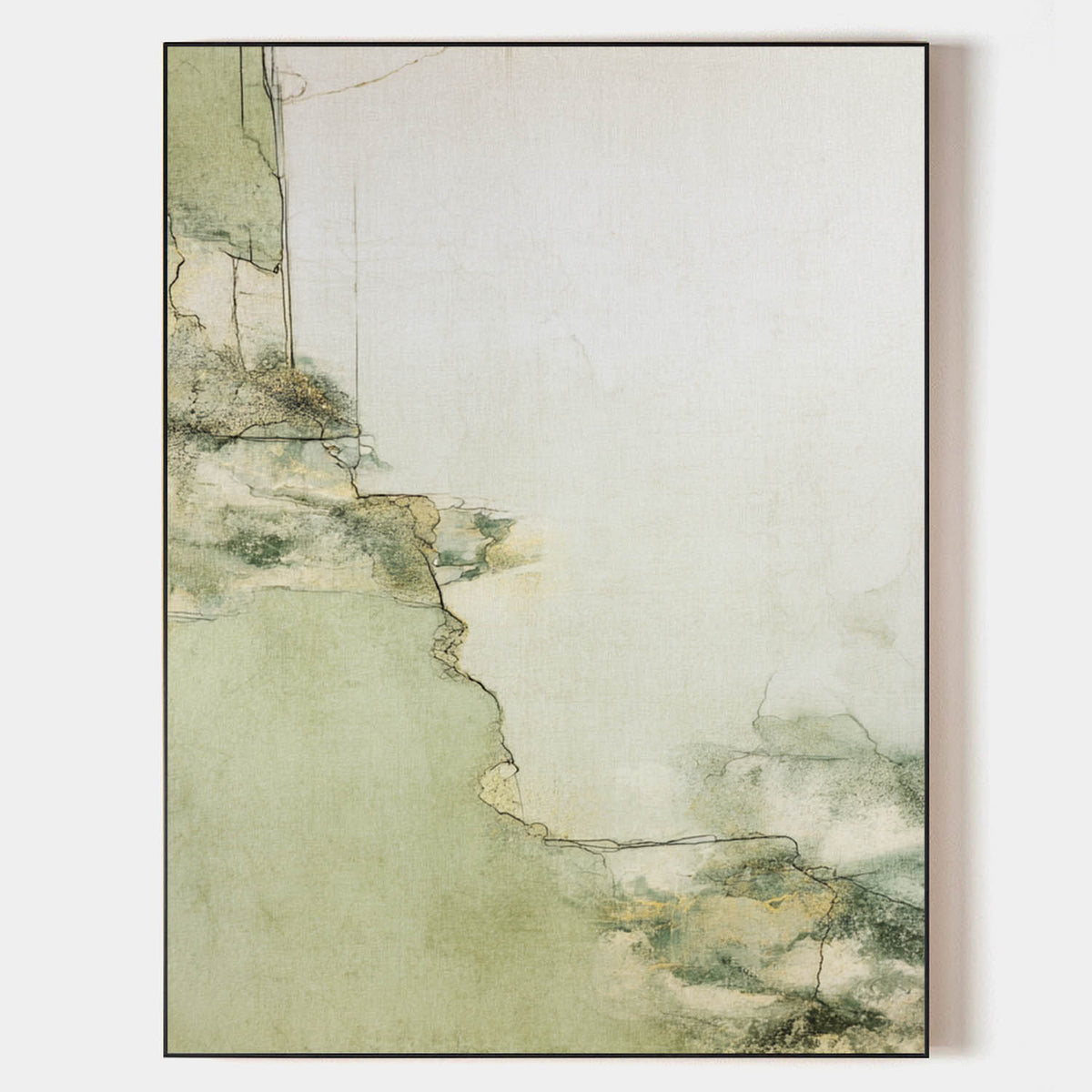 Large Green Texture Artwork Modern Sage Color Wall Art Modern Minimalist Fine Art For Livingroom