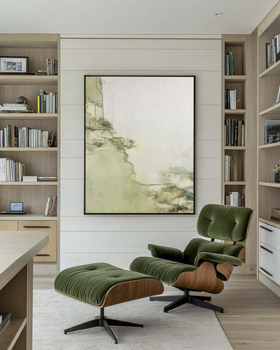 Large Green Texture Artwork Modern Sage Color Wall Art Modern Minimalist Fine Art For Livingroom