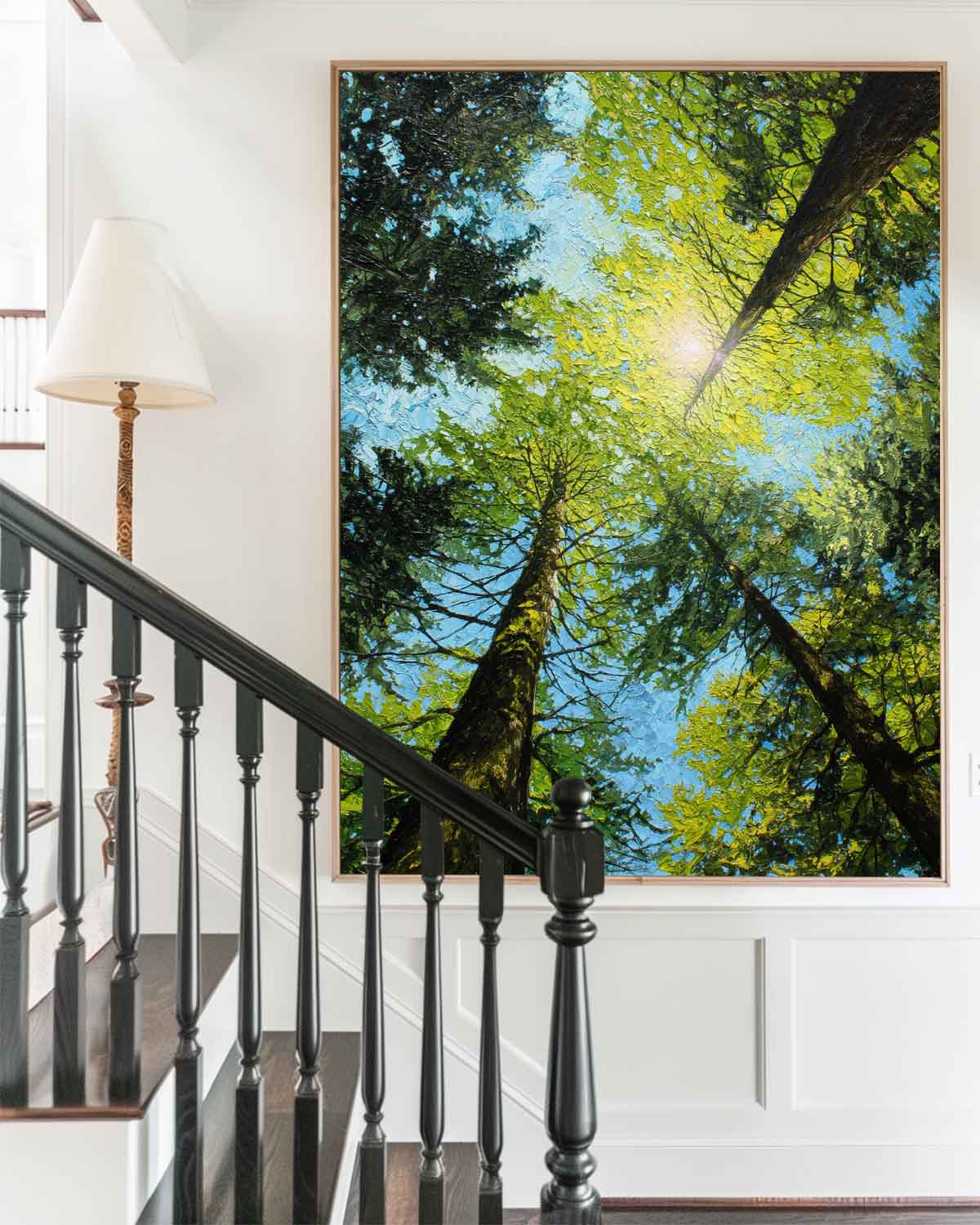 Large Green Textured Forest Oil Painting Modern Green Treetop Wall Art Green Abstract Painting