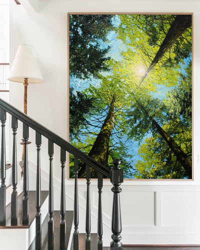 Large Green Textured Forest Oil Painting Modern Green Treetop Wall Art Green Abstract Painting