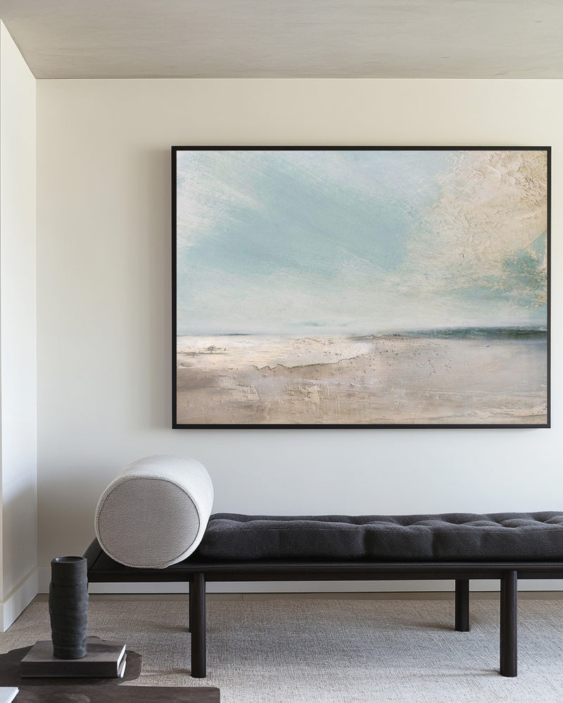 Handmade Ocean View Oil Painting | Neutral Textured Home Decor | ArtExplore