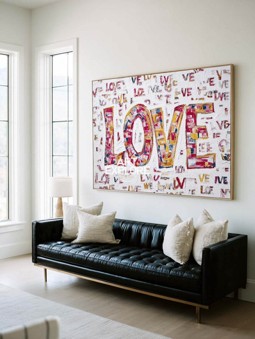 Large Horizontal LOVE Textured Oil Painting for Living Room – ArtExplore