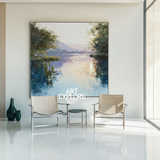 Large Lake Landscape Oil Painting for Modern Home Decor – ArtExplore