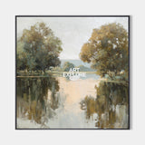 Large Lake Landscape Painting for Minimalist Living Room – ArtExplore