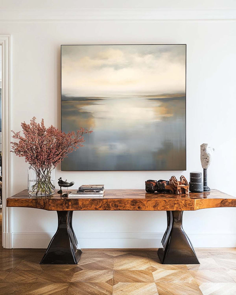 Large Lake Wall Art Texture Landscape Wall Art Luxury Modern Minimalist Landscape Painting For Sale