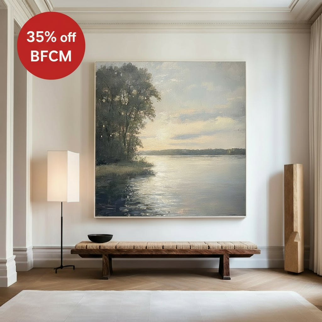 Large Landscape Painting Landscape Art On Canvas Modern Lake View Painting Canvas Art For Livingroom