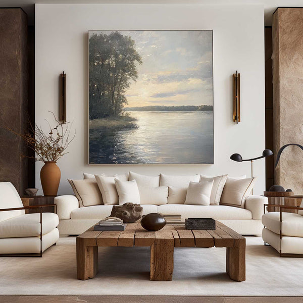 Large Landscape Painting Landscape Art On Canvas Modern Lake View Painting Canvas Art For Livingroom