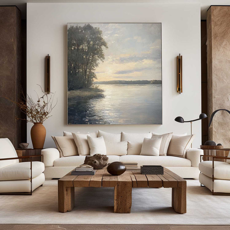 Large Landscape Painting Landscape Art On Canvas Modern Lake View Painting Canvas Art For Livingroom