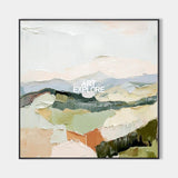 Large Landscape Painting Thick Impasto Sage Green Art