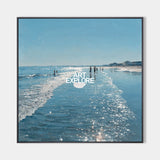 Large Luminous Beach Painting Sparkling Ocean 3D Impasto Wall Art
