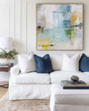 Large Minimalist Blue Landscape Abstract Painting – Tranquil Coastal Sky Home Decor Wall Art