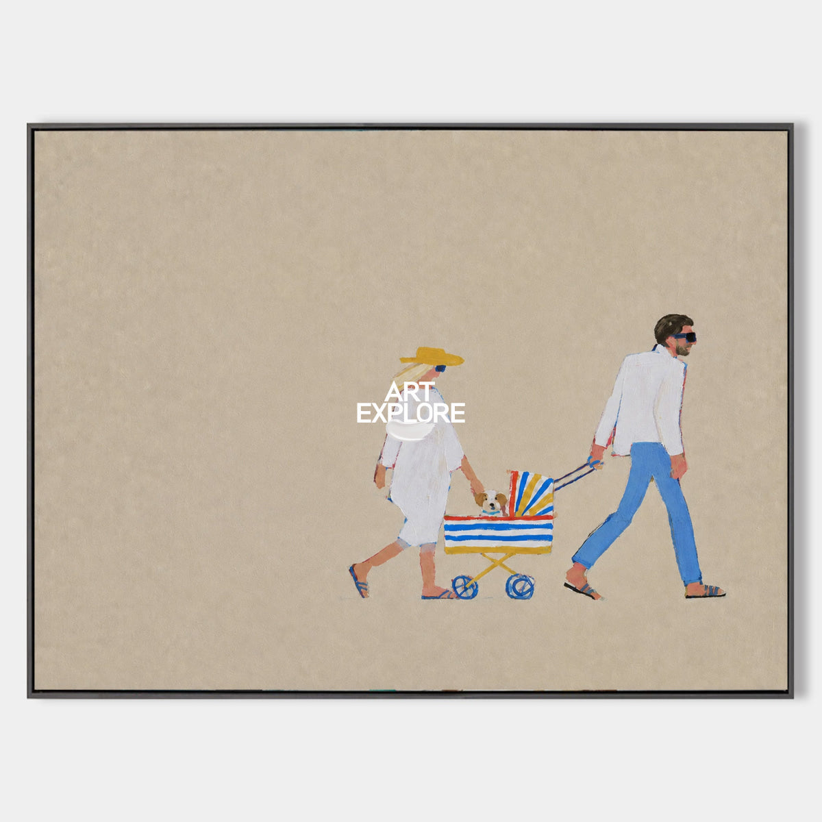 Minimalist Couple Painting Beige Tones For Modern Living Room Wall Art Decor
