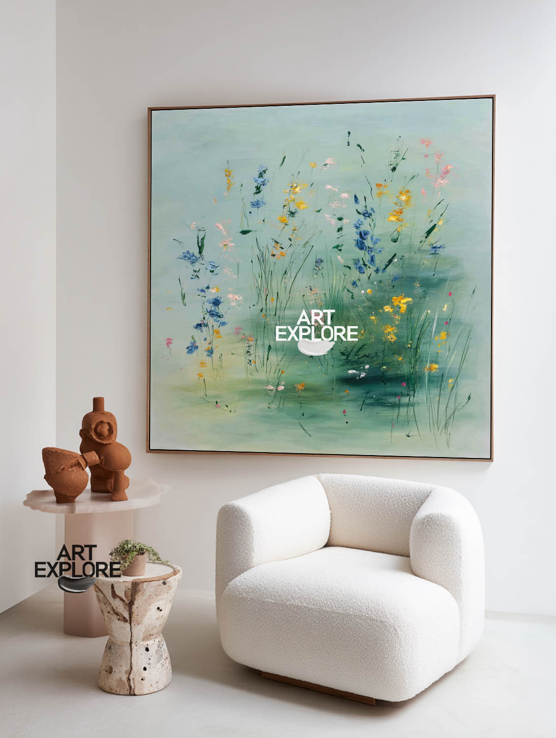 Large Minimalist Green Nature Painting for Home or Office | ArtExplore