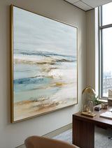 Large Minimalist Ocean View Abstract Painting Cozy Neutral Decor – ArtExplore