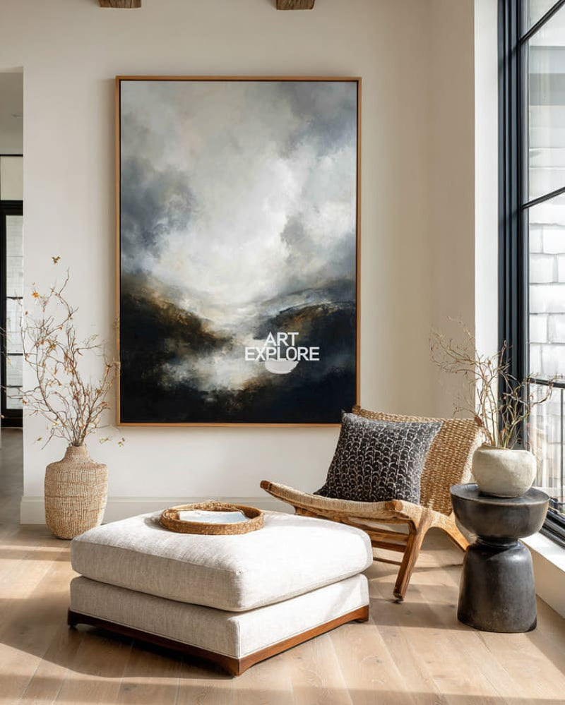 Large Minimalist Wabi-Sabi Landscape Painting | Textured Wall Art | ArtExplore