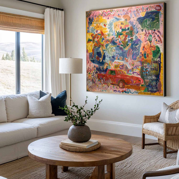  Large Modern Graffiti Pink Abstract Painting – Handmade Oil on Canvas – ArtExplore