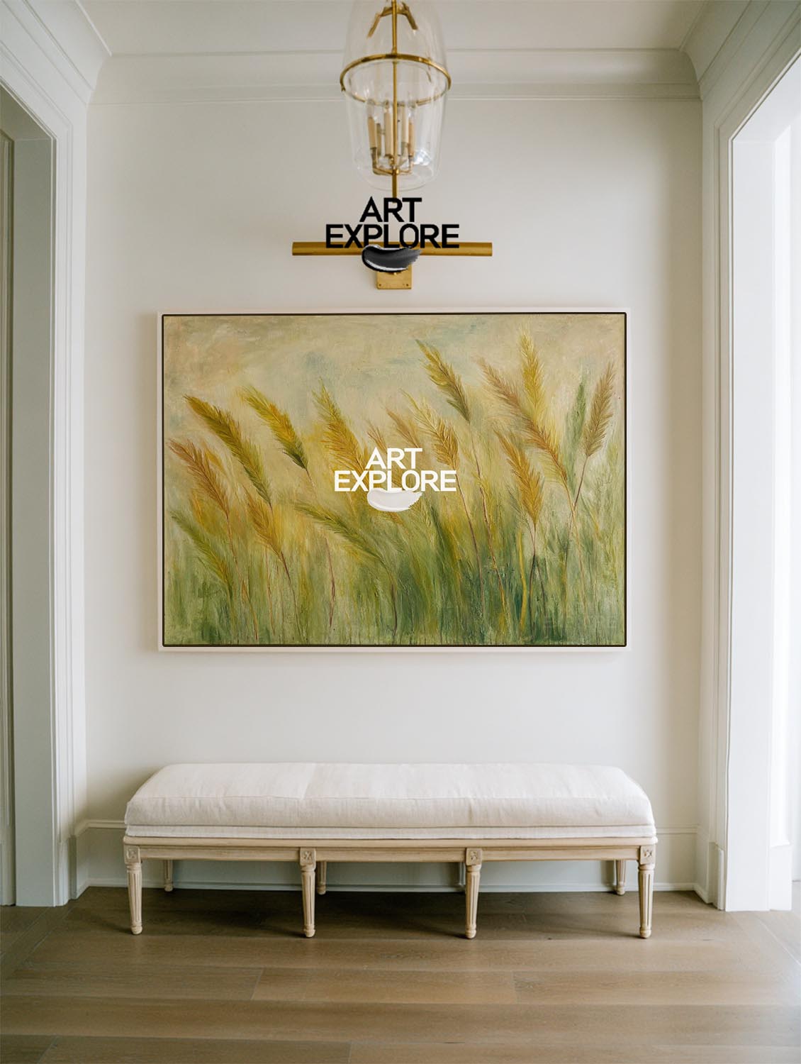 Large Modern Landscape Painting in Green Tones | ArtExplore Wall Art