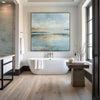 Large Modern Wall Art for Living Room – Abstract Handmade Blue Landscape Canvas by ArtExplore for Spacious Interiors