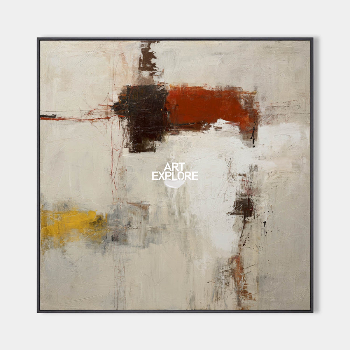 Warm Abstract Canvas Painting With Earthy Tones And Textured Layers