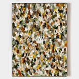 Large Mosaic Abstract Painting Brown & Green Textured Art