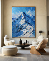 Large Mountain Impasto Painting | Vertical Snow Landscape Canvas ArtExplore
