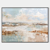 Large Muted Color Wall Art | Handmade Beige & Blue Textured Canvas ArtExplore