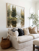 Large Nature Painting | Lake Scene in Soft Neutrals | Canvas Art | ArtExplore